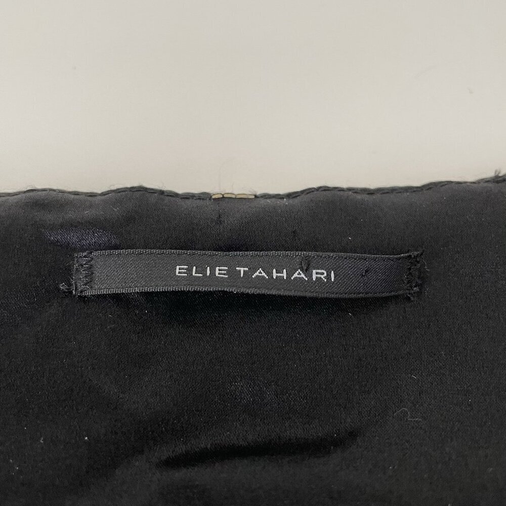 ELIE TAHARI Black 100% Silk MIRI Cocktail Dress Bubble Hem Soutache Detail Small - Picture 4 of 10